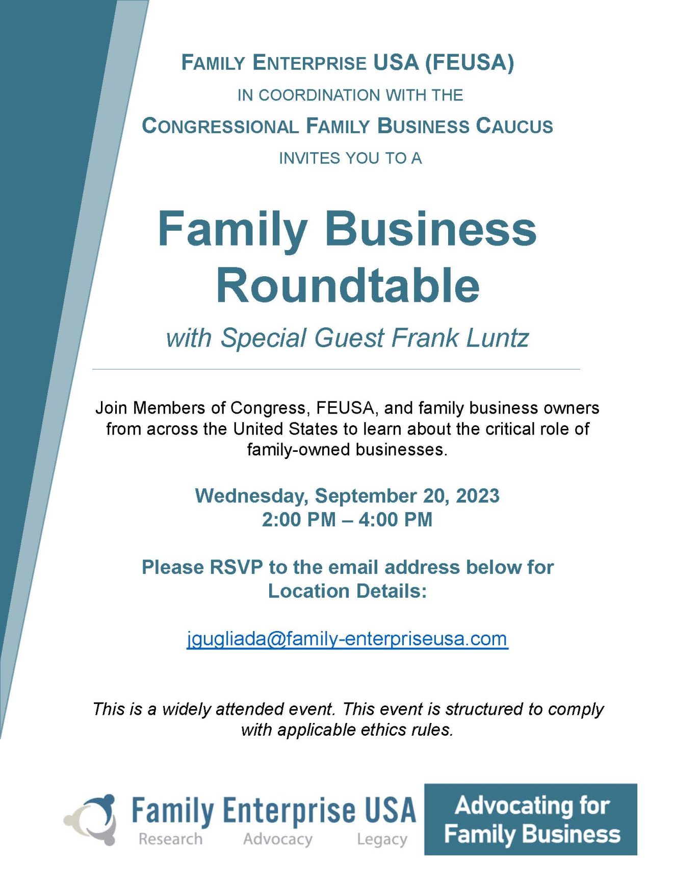 RSVP for Family Business Roundtable with Special Guest Frank Luntz