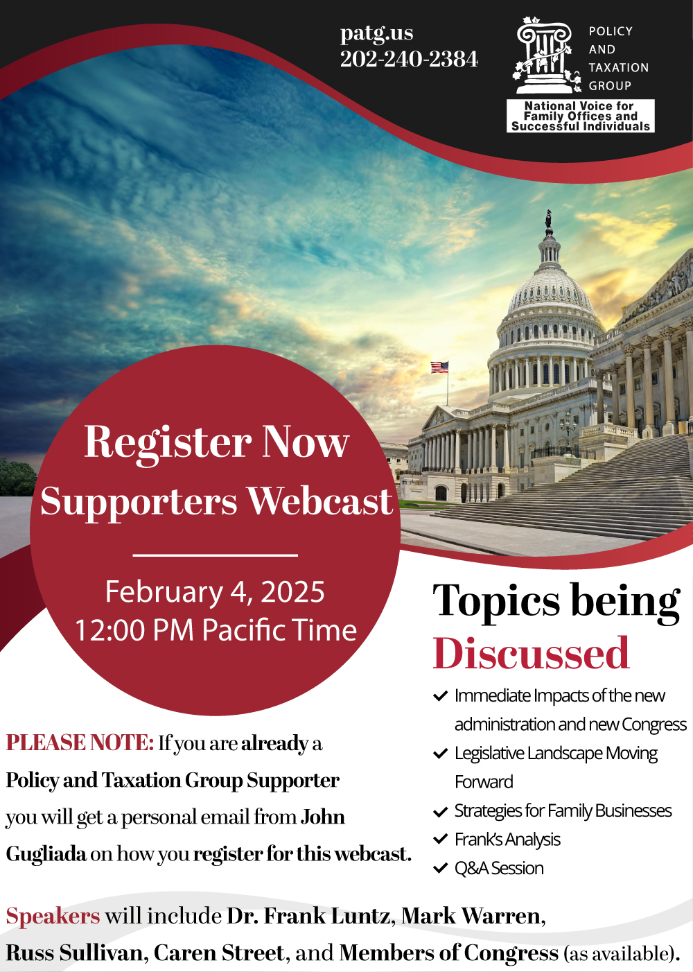 Act Now! Get Registered for February Supporters Webcast